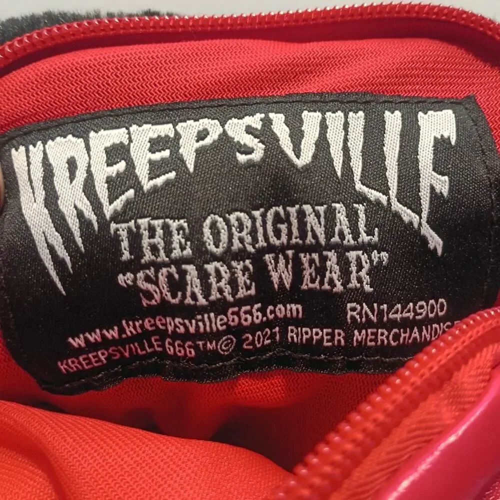 Kreepsville 666 Baphomet Goat Plush Head Backpack Crossbody Bag Black Goth
